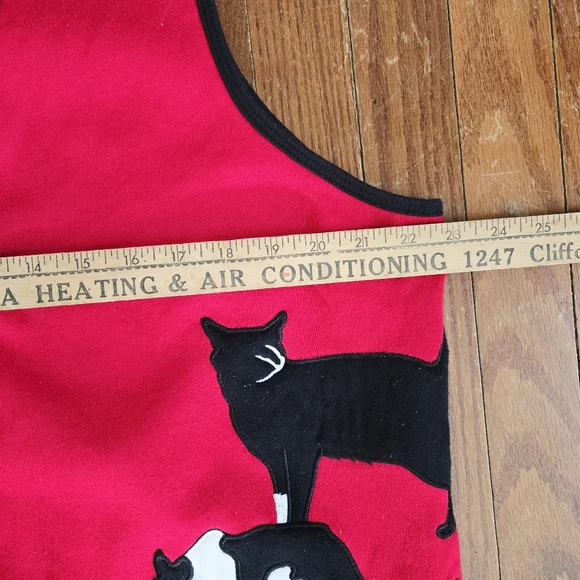 Vintage Blair Cat Vest Red Fleece Size XL Buttons Tuxedo Black Cat Lightweight - Picture 4 of 16